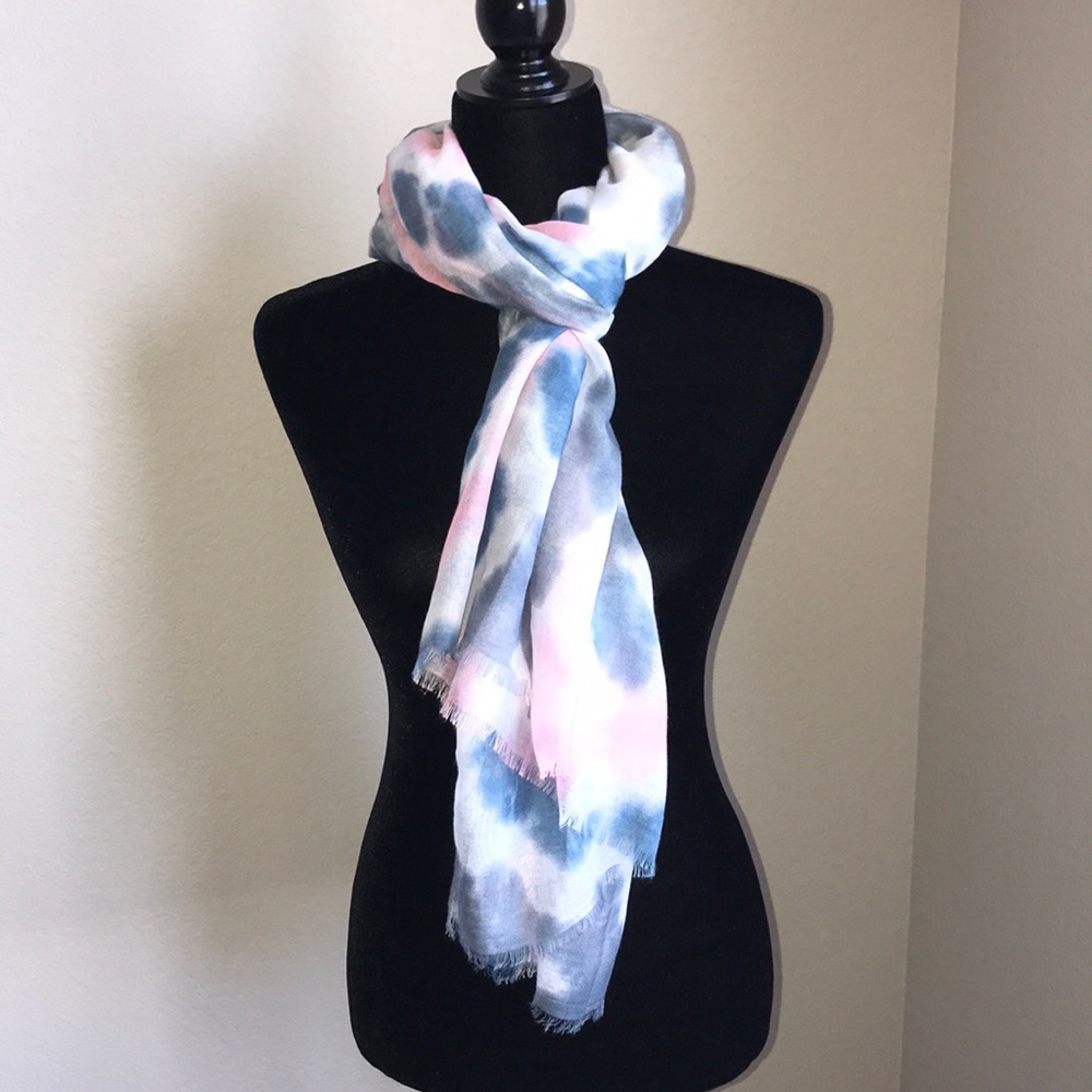 David and Young Pink Blue Tie Dye Scarf Shawl